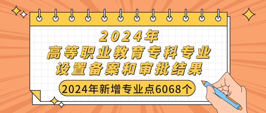 2024年高职专科专业设置备案结果，新增专业点6068个